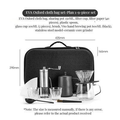 Handgebrühte Kaffeeset aus Edelstahl mit umweltfreundlichen gehärteten Glasbechern