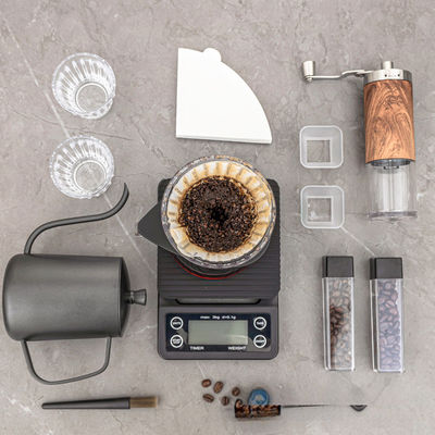 Handgebrühte Kaffeeset aus Edelstahl mit umweltfreundlichen gehärteten Glasbechern