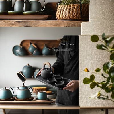 Keramisches Vintage-Taschen- und Schüssel-Set mit gedrucktem chinesischem Muster perfekt für Kaffee Milch Tee