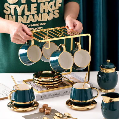 Kaffeetassen mit Goldkanten Keramik Tee Set101 mit Edelstahl