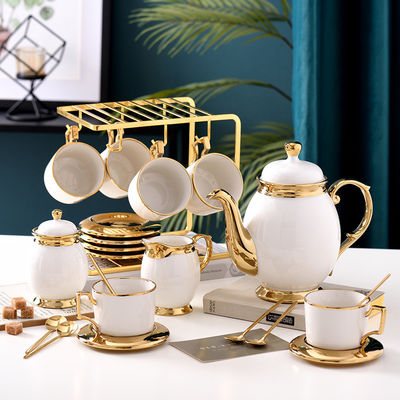 Kaffeetassen mit Goldkanten Keramik Tee Set101 mit Edelstahl