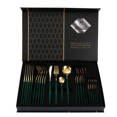 Flatware Sets Edelstahl Löffel Gabel Abendessen Messer Gold Silberwaren Besteck Set