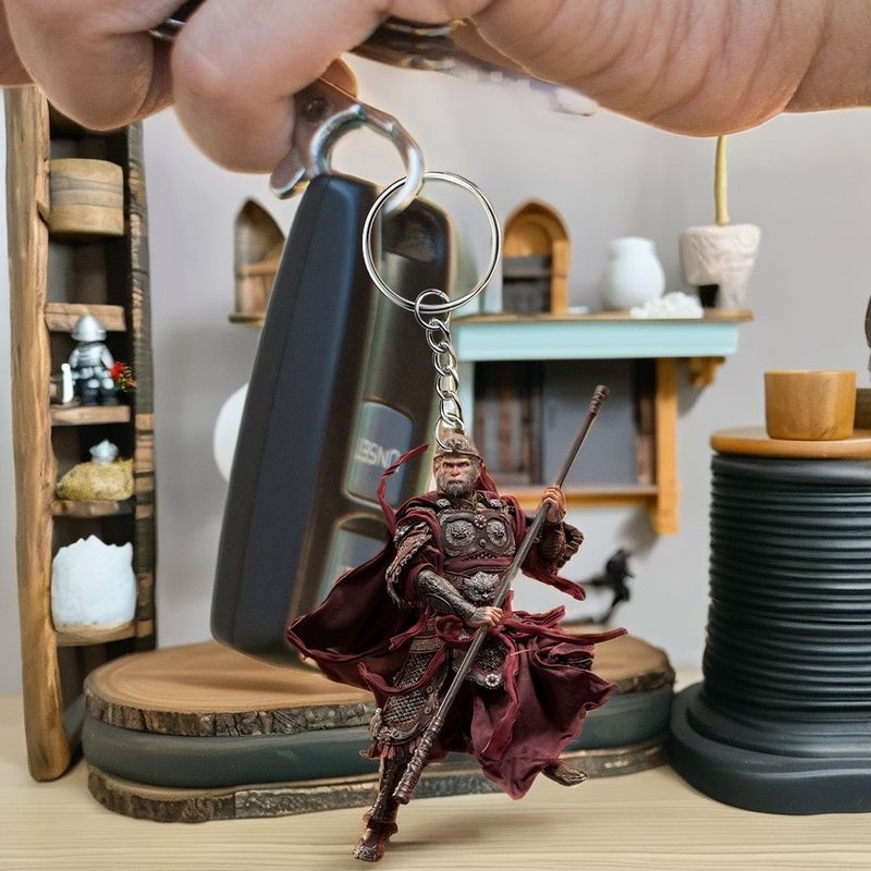 Schwarze Farbe Wukong Flat Keychain 2D Acryl Anhänger für Rucksack Auto Schlüssel Laptop Dekor