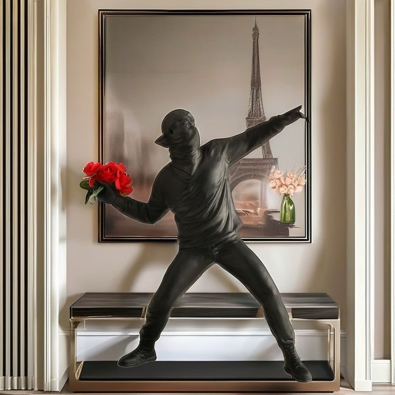 Resin Art Deco Stil Vertikalmuster Blumenwerfen Jungen Kreuzspiegel für Heimdekoration