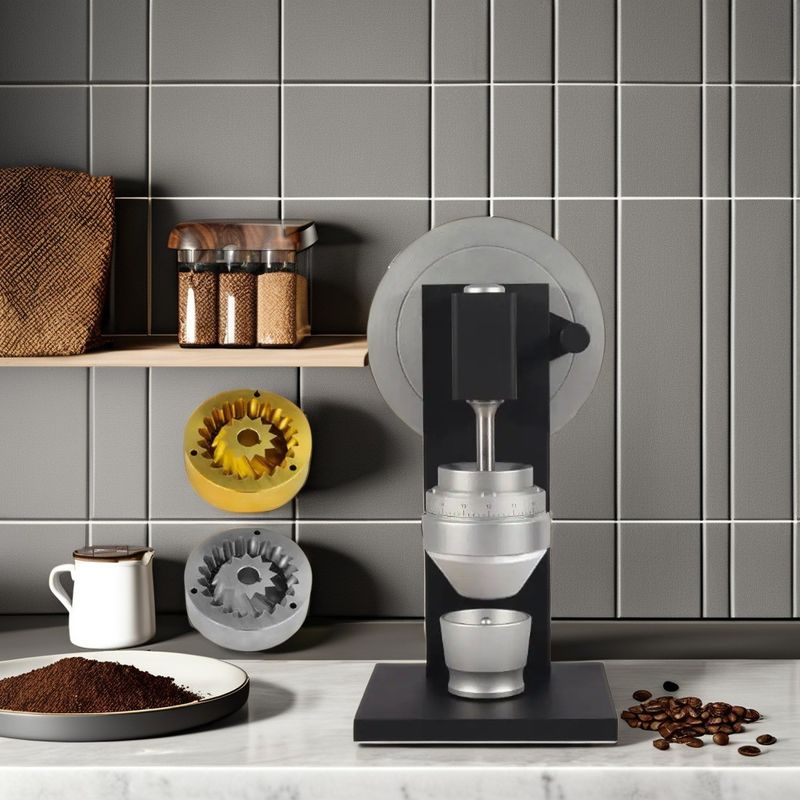 Schwarz italienischer Profi 83mm Burr Heavy Duty Aluminium-Karosserie Handschrauber Espresso Hand Kaffeebohnenmahl