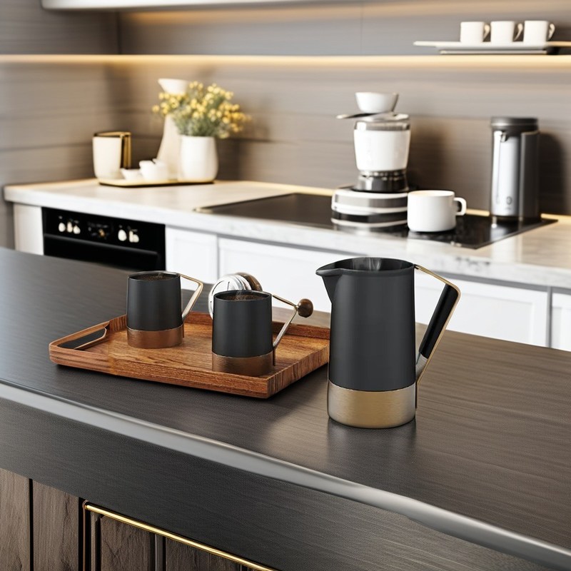 Customized Logo Französische Presse Luxus Harmony Edelstahl Keramik Kaffee-Tee-Maschine