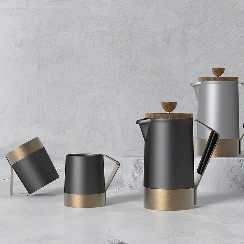 Edelstahlgriffe 300ml Kaffeetasse Set mit personalisiertem Metallbodendesign