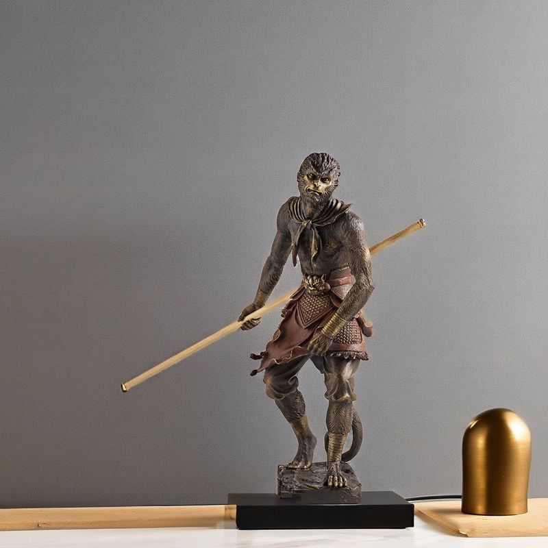 Zeitgenössische Schwarze Mythen Spiele Legenden Custom 3D Wukong Statue in Legierung mit Kunstthema