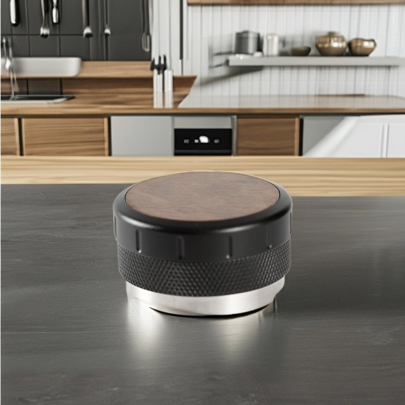 Einstellbare Höhe Espresso Tamper Klassiker mit Walnussholz und Edelstahl