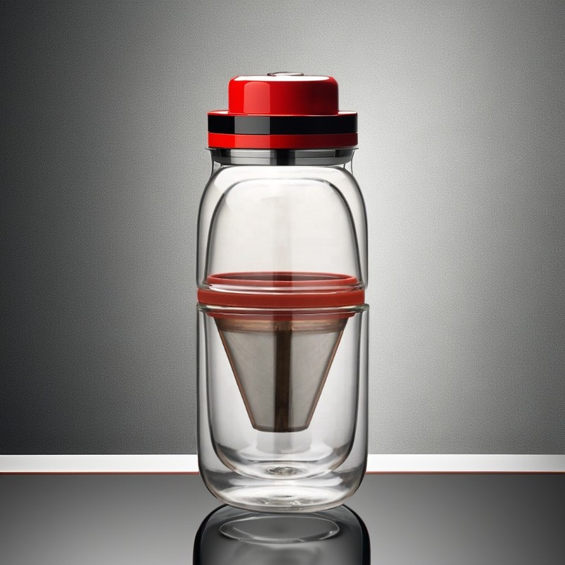 Unisex-Portable Transparent Glass Kaffeekanne und Teeset Klappfunktion für 1 Person