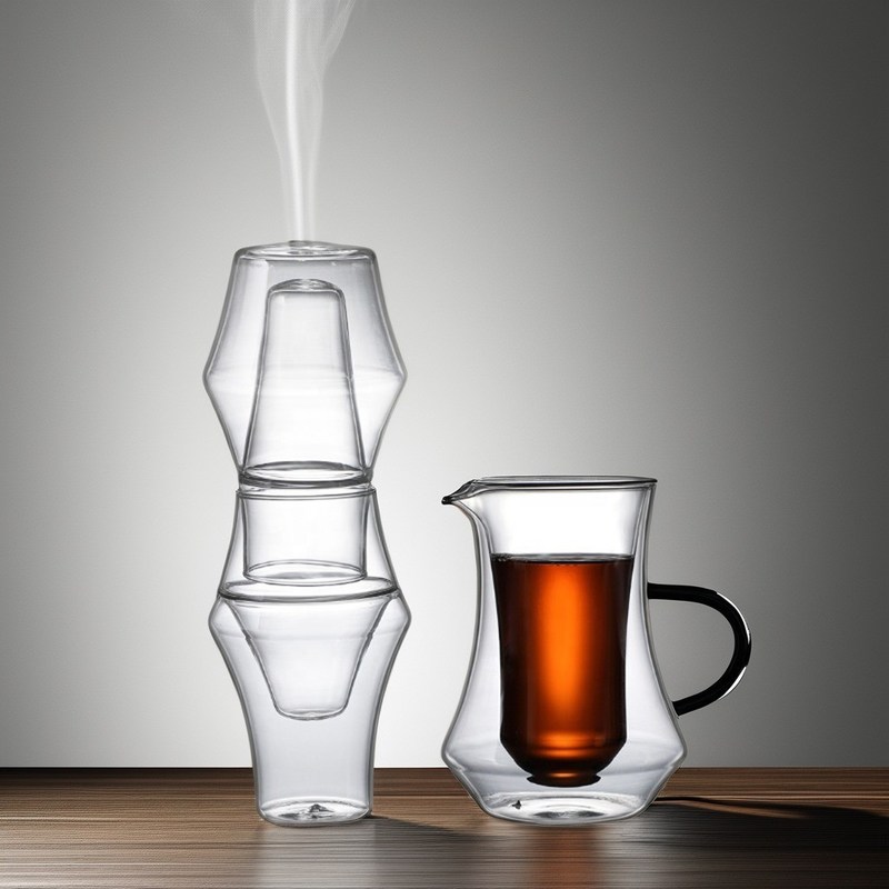 Design Hochborosilikat Glas Kaffeekanne Hergestellt aus Edelstahl Handbrühe