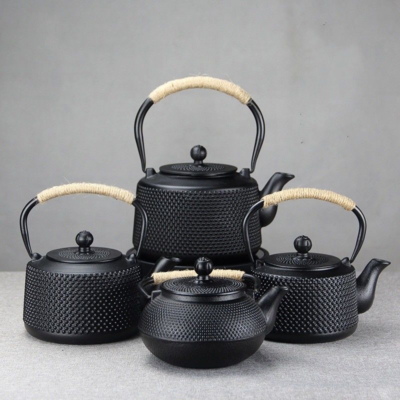 Japanische Gusseisen-Tee-Kaffeekessel-Set perfekt für Heimreisen Schwarzes Zubehör