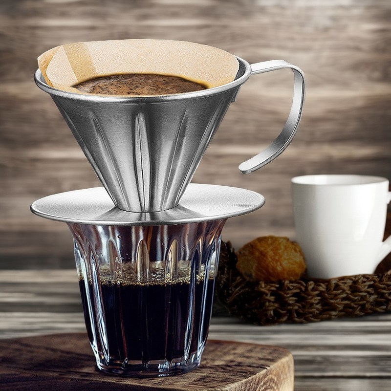 Klassischer stilvoller Filterhalter aus Edelstahl für Kaffee-Tee