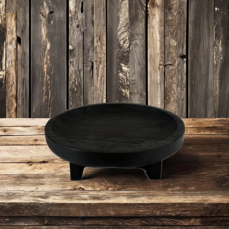 Anpassbares schwarzes Holz-Display-Stand für Backgereiche Pfannen in natürlicher Holzfarbe