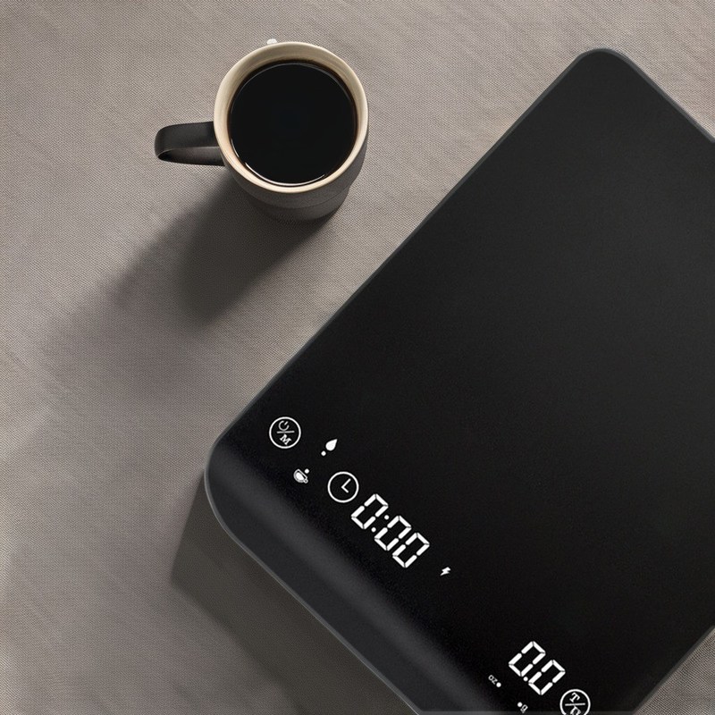 Timer und Silikonbasis BAMBOO Wiederaufladbare digitale Waage für Kaffee 3kg/0,1g Genauigkeit