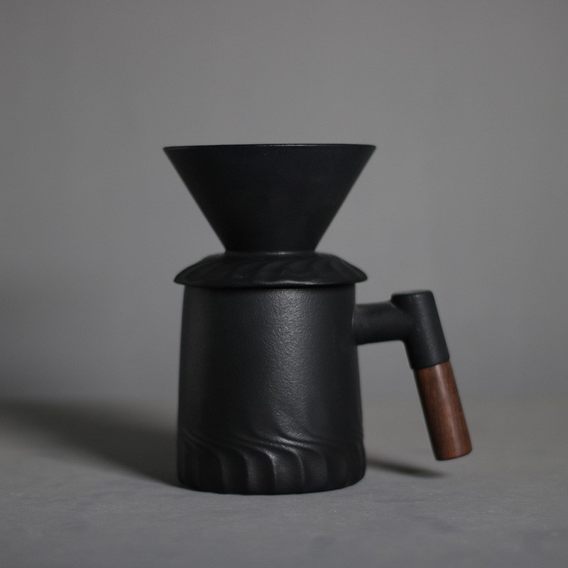 Modernes Design Matte Schwarz Keramik Kaffeefilter Trinkgetränke Set für Haus Restaurant Hotel