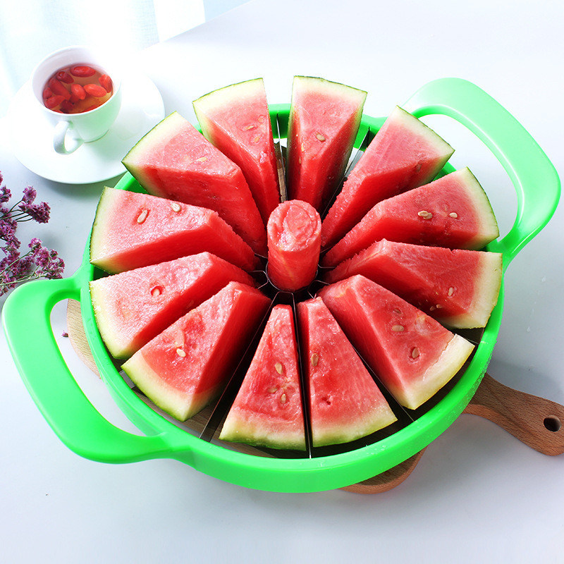 Zuhause Küche Bambus Wassermelone Schneider Edelstahl Obstschneider für Gemüse