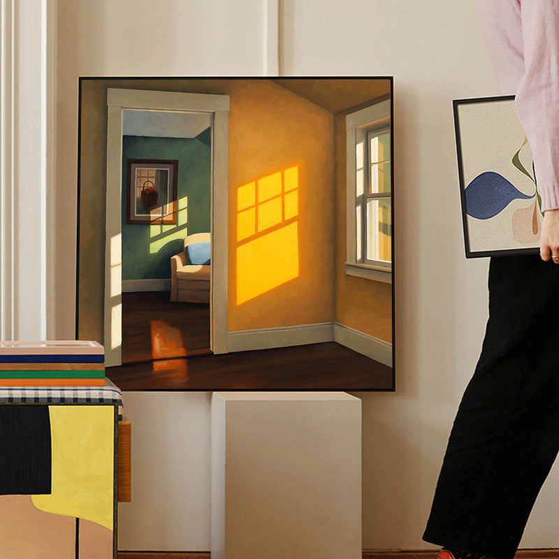 Elegante nordische Art Deco Leinwand Druck "Sonnenlichtfenster" Wohnzimmer Wanddekoration Stillleben Muster für zu Hause