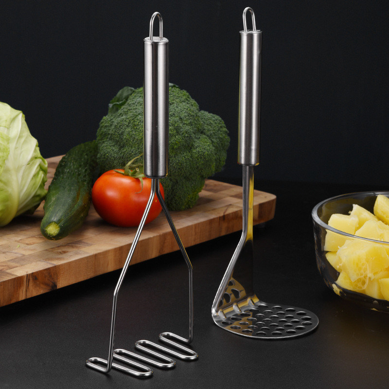 1 Stück Edelstahl Bambus Kartoffelmaschine für Gemüsepuree Küchenzubehör