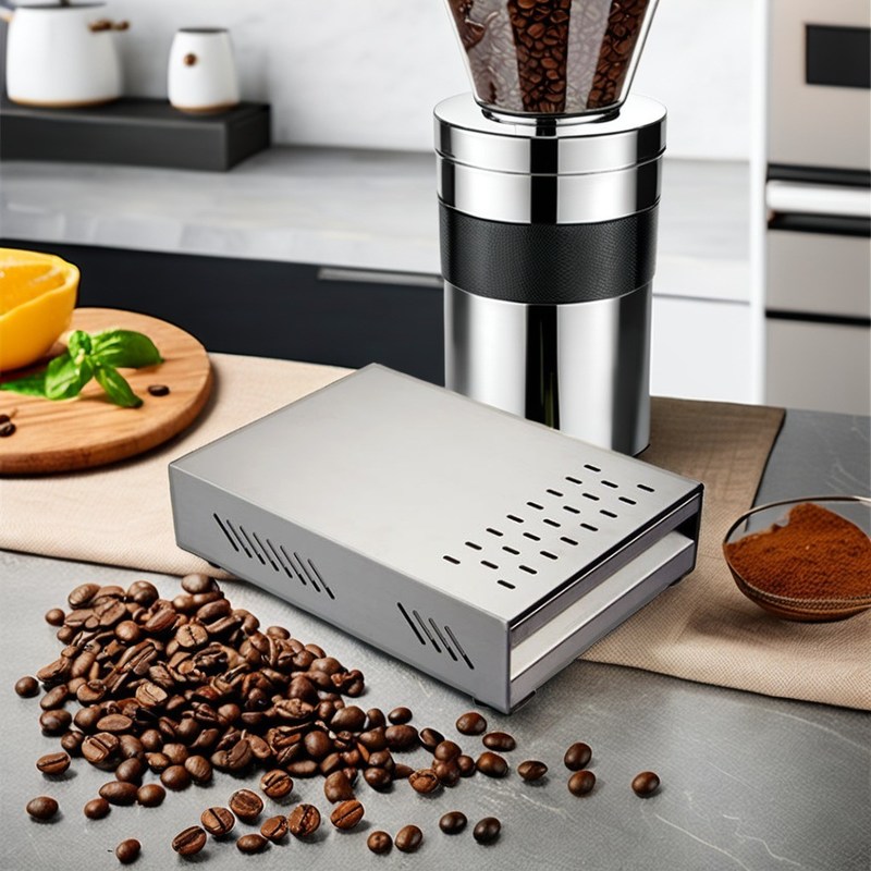 Klassische Taschenform Klopfbox Schublade Verdickter Behälter aus Edelstahl für Kaffeesatz