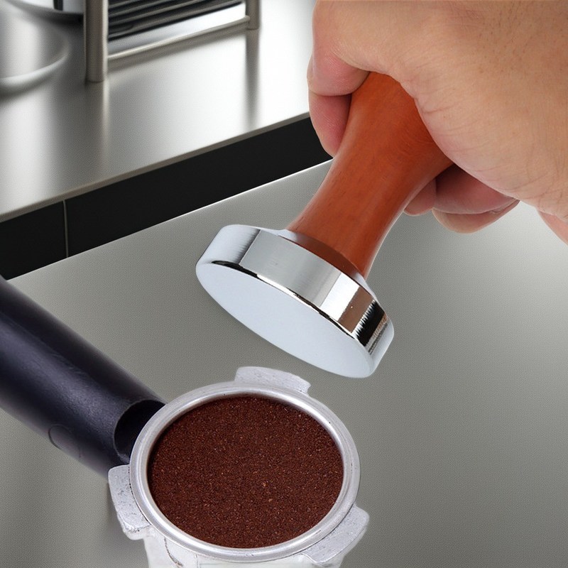 51mm 53mm 58mm Edelstahl Espresso Tamper mit tragbarem Holzgriff
