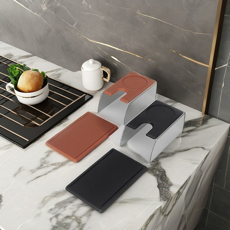 Kaffeemaschine Tablett Barista Espresso Tamper Halter mit Kunststoffbasis und schwarzem Edelstahl
