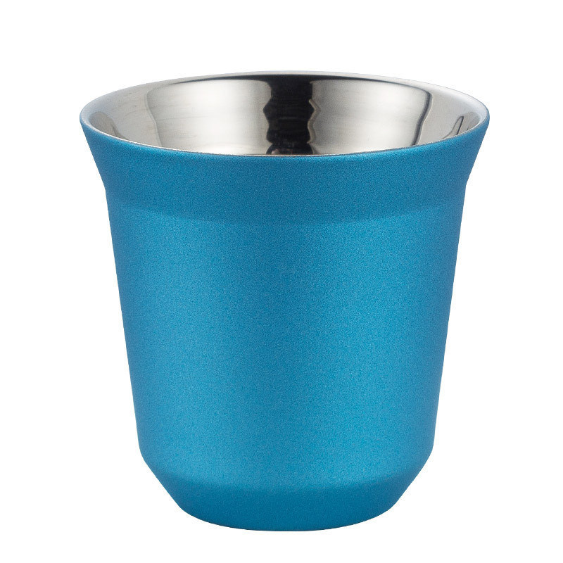 80ML Doppelschicht Edelstahl 304 Wärmedämmung Kaffeetasse Klassiker Design Stil