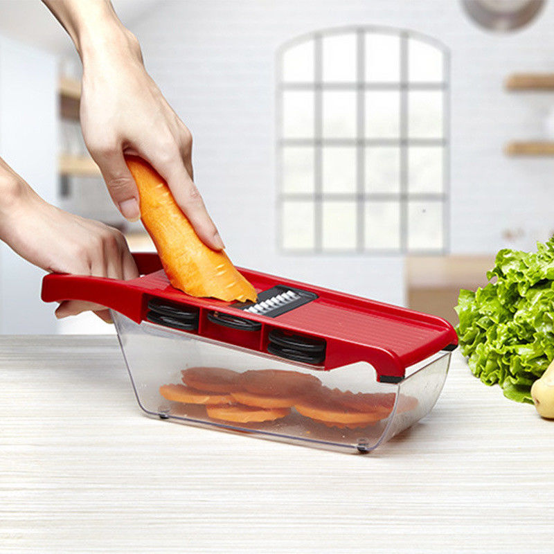 Küche Essential 16-in-1 Metall Hand Gemüseschneider mit Bambus und PP Salat Schneider