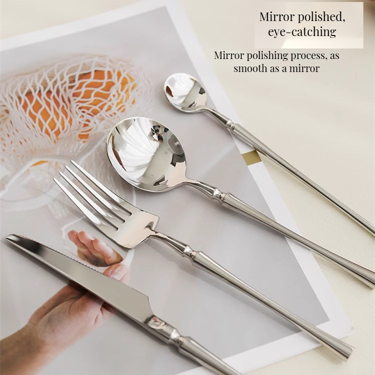 Produktion Löffel Gabel Messer Stäbchen Kit 24 Stück Gold Edelstahl Flatware Set