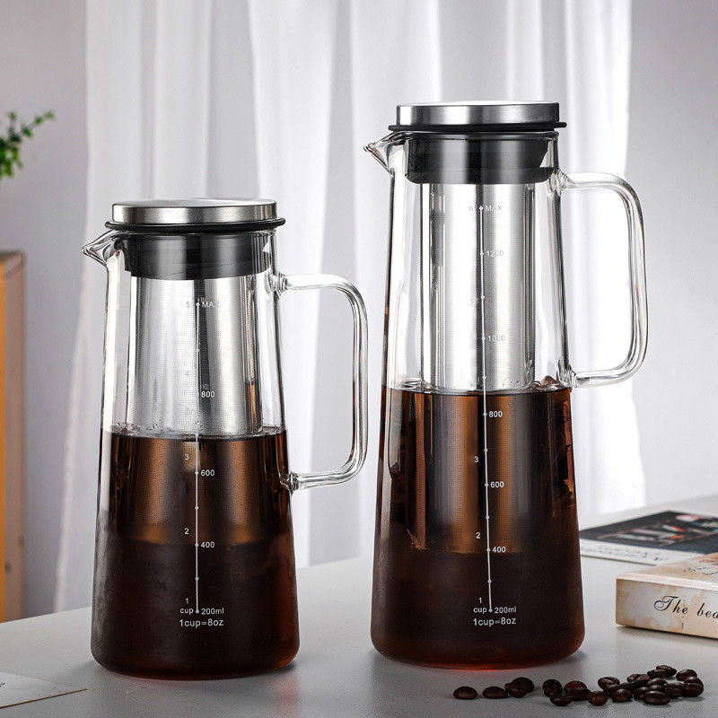 1L/1.4L hochtemperaturbeständige Glaswasserflasche für Kaffee und Früchte