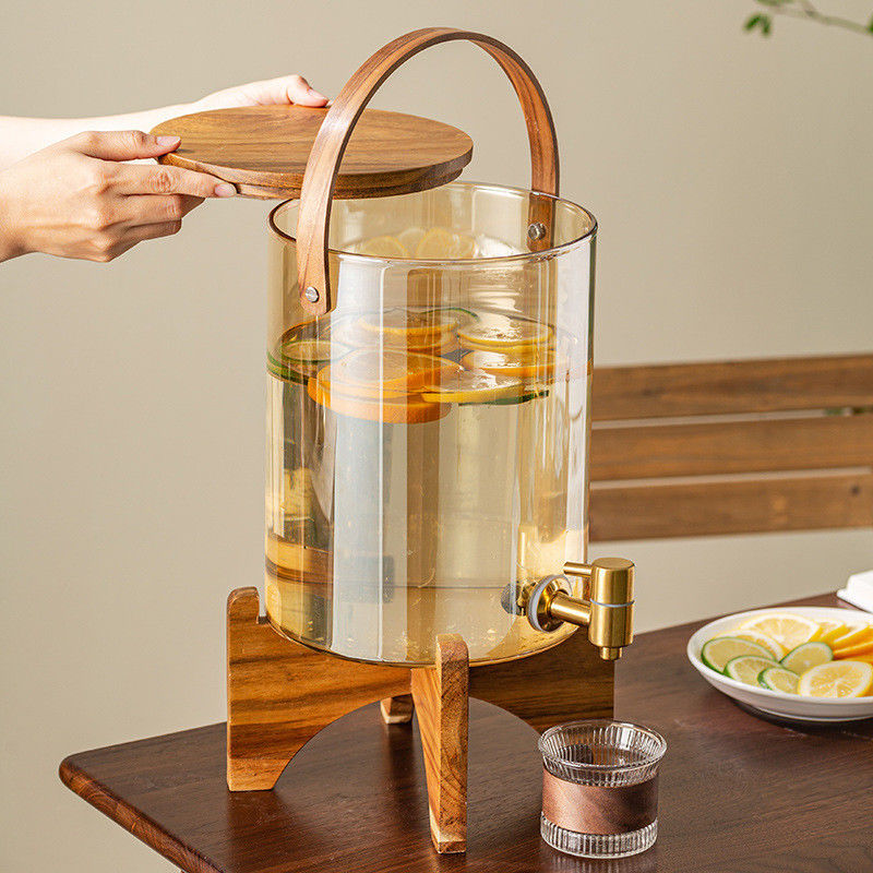 Holzhalter Wasserhahn Luxus Glas Dispenser ideal für Zitronensaft Tee Kaffee-Partys