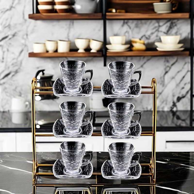 Soda Lime Glas Kaffee Teetasse und Schüssel im klassischen Design für Thanksgiving