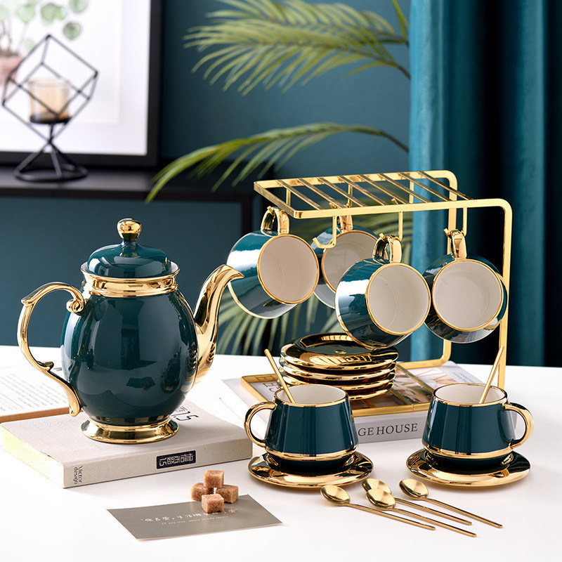 Golden Edge Keramik Kaffeebecher Vintage Getränke für Kaffee-Tee-Kenner